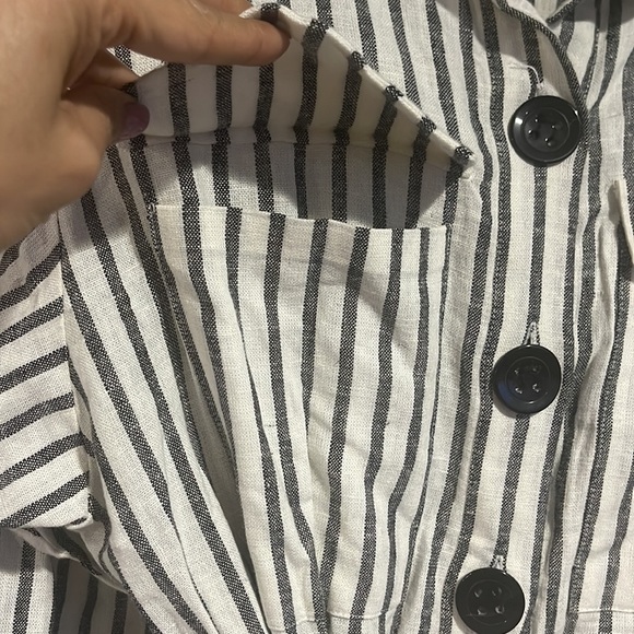 Zara Linen Striped Belted Dress - Picture 6 of 9
